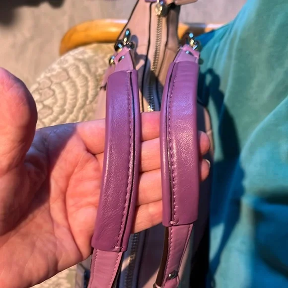 Coach  Kristin satchel  shoulder/Crossbody bag  color block Pearl Violet/ purple - Picture 17 of 17